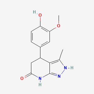 molecular formula C14H15N3O3 B6049871 4-(4-hydroxy-3-methoxyphenyl)-3-methyl-1,4,5,7-tetrahydro-6H-pyrazolo[3,4-b]pyridin-6-one 