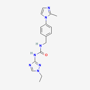 molecular formula C16H19N7O B6049899 N-(1-ethyl-1H-1,2,4-triazol-3-yl)-N'-[4-(2-methyl-1H-imidazol-1-yl)benzyl]urea 