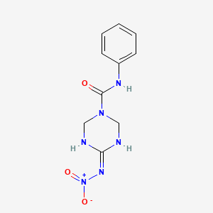 molecular formula C10H12N6O3 B6049925 4-(nitroimino)-N-phenyl-1,3,5-triazinane-1-carboxamide 