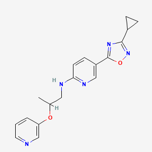 molecular formula C18H19N5O2 B6050061 5-(3-cyclopropyl-1,2,4-oxadiazol-5-yl)-N-[2-(3-pyridinyloxy)propyl]-2-pyridinamine 