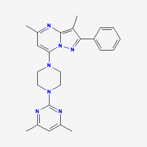 molecular formula C24H27N7 B6050122 7-[4-(4,6-dimethyl-2-pyrimidinyl)-1-piperazinyl]-3,5-dimethyl-2-phenylpyrazolo[1,5-a]pyrimidine 