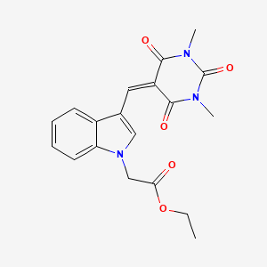 molecular formula C19H19N3O5 B6050129 ethyl {3-[(1,3-dimethyl-2,4,6-trioxotetrahydro-5(2H)-pyrimidinylidene)methyl]-1H-indol-1-yl}acetate 