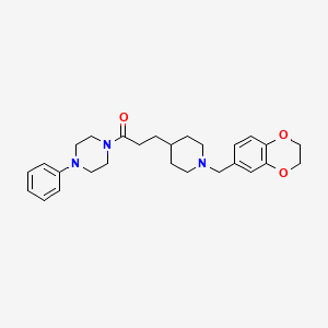 molecular formula C27H35N3O3 B6050212 1-{3-[1-(2,3-dihydro-1,4-benzodioxin-6-ylmethyl)-4-piperidinyl]propanoyl}-4-phenylpiperazine 