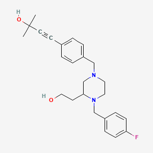 molecular formula C25H31FN2O2 B6050213 4-(4-{[4-(4-fluorobenzyl)-3-(2-hydroxyethyl)-1-piperazinyl]methyl}phenyl)-2-methyl-3-butyn-2-ol 