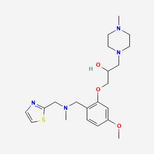 molecular formula C21H32N4O3S B6050237 1-(5-methoxy-2-{[methyl(1,3-thiazol-2-ylmethyl)amino]methyl}phenoxy)-3-(4-methyl-1-piperazinyl)-2-propanol 