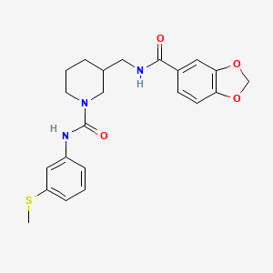 molecular formula C22H25N3O4S B6050267 3-{[(1,3-benzodioxol-5-ylcarbonyl)amino]methyl}-N-[3-(methylthio)phenyl]-1-piperidinecarboxamide 