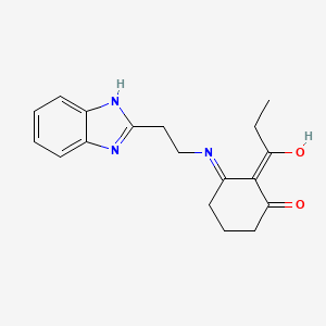 molecular formula C18H21N3O2 B6050276 3-{[2-(1H-benzimidazol-2-yl)ethyl]amino}-2-propionylcyclohex-2-en-1-one 