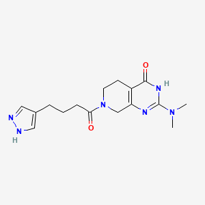 molecular formula C16H22N6O2 B6050283 2-(dimethylamino)-7-[4-(1H-pyrazol-4-yl)butanoyl]-5,6,7,8-tetrahydropyrido[3,4-d]pyrimidin-4(3H)-one 