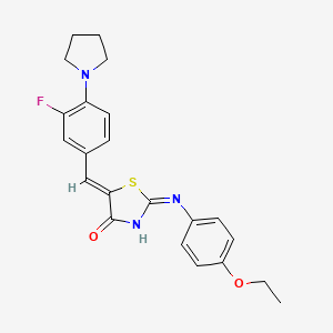 molecular formula C22H22FN3O2S B6050314 2-[(4-ethoxyphenyl)imino]-5-[3-fluoro-4-(1-pyrrolidinyl)benzylidene]-1,3-thiazolidin-4-one 