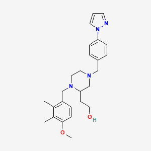 molecular formula C26H34N4O2 B6050357 2-{1-(4-methoxy-2,3-dimethylbenzyl)-4-[4-(1H-pyrazol-1-yl)benzyl]-2-piperazinyl}ethanol 