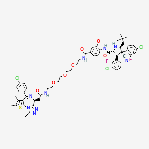 B605037 (2R,3S,4R,5S)-3-(3-chloro-2-fluorophenyl)-4-(4-chloro-2-fluorophenyl)-N-(4-((1-((S)-4-(4-chlorophenyl)-2,3,9-trimethyl-6H-thieno[3,2-f][1,2,4]triazolo[4,3-a][1,4]diazepin-6-yl)-2-oxo-6,9,12-trioxa-3-azatetradecan-14-yl)carbamoyl)-2-methoxyphenyl)-4-cyano-5-neopentylpyrrolidine-2-carboxamide CAS No. 2064292-12-0
