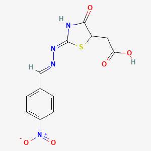 molecular formula C12H10N4O5S B6050374 {2-[(4-nitrobenzylidene)hydrazono]-4-oxo-1,3-thiazolidin-5-yl}acetic acid 