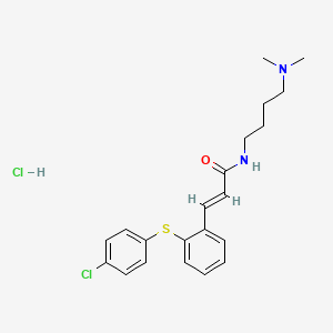 (E)-3-[2-(4-chlorophenyl)sulfanylphenyl]-N-[4-(dimethylamino)butyl]prop-2-enamide;hydrochloride