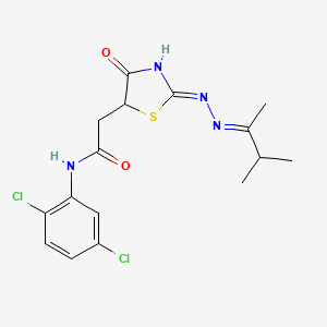 molecular formula C16H18Cl2N4O2S B6050422 N-(2,5-dichlorophenyl)-2-{2-[(1,2-dimethylpropylidene)hydrazono]-4-hydroxy-2,5-dihydro-1,3-thiazol-5-yl}acetamide 