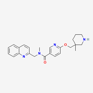 molecular formula C24H28N4O2 B6050446 N-methyl-6-[(3-methyl-3-piperidinyl)methoxy]-N-(2-quinolinylmethyl)nicotinamide 
