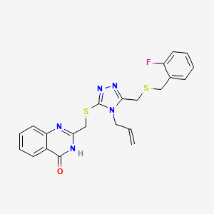 molecular formula C22H20FN5OS2 B6050463 2-{[(4-allyl-5-{[(2-fluorobenzyl)thio]methyl}-4H-1,2,4-triazol-3-yl)thio]methyl}-4(3H)-quinazolinone 