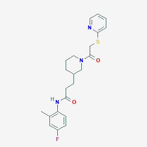 molecular formula C22H26FN3O2S B6050475 N-(4-fluoro-2-methylphenyl)-3-{1-[(2-pyridinylthio)acetyl]-3-piperidinyl}propanamide 