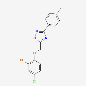 molecular formula C16H12BrClN2O2 B6050477 5-[(2-bromo-4-chlorophenoxy)methyl]-3-(4-methylphenyl)-1,2,4-oxadiazole 