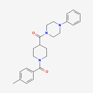 molecular formula C24H29N3O2 B6050480 1-{[1-(4-methylbenzoyl)-4-piperidinyl]carbonyl}-4-phenylpiperazine 