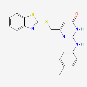 molecular formula C19H16N4OS2 B6050506 6-[(1,3-benzothiazol-2-ylthio)methyl]-2-[(4-methylphenyl)amino]-4(1H)-pyrimidinone 