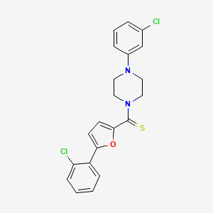 molecular formula C21H18Cl2N2OS B6050516 1-(3-chlorophenyl)-4-{[5-(2-chlorophenyl)-2-furyl]carbonothioyl}piperazine 