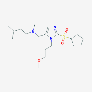 molecular formula C19H35N3O3S B6050517 N-{[2-(cyclopentylsulfonyl)-1-(3-methoxypropyl)-1H-imidazol-5-yl]methyl}-N,3-dimethyl-1-butanamine 