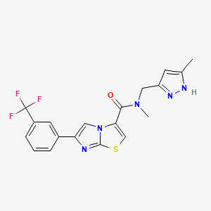 molecular formula C19H16F3N5OS B6050548 N-methyl-N-[(5-methyl-1H-pyrazol-3-yl)methyl]-6-[3-(trifluoromethyl)phenyl]imidazo[2,1-b][1,3]thiazole-3-carboxamide 