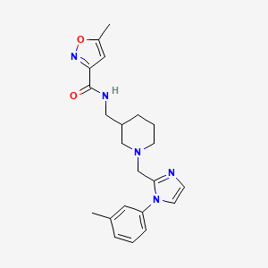 molecular formula C22H27N5O2 B6050554 5-methyl-N-[(1-{[1-(3-methylphenyl)-1H-imidazol-2-yl]methyl}-3-piperidinyl)methyl]-3-isoxazolecarboxamide 