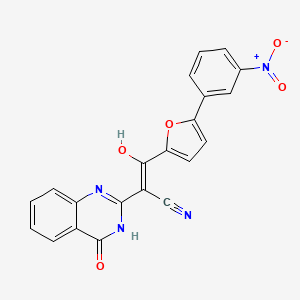 molecular formula C21H12N4O5 B6050560 3-hydroxy-3-[5-(3-nitrophenyl)-2-furyl]-2-(4-oxo-3,4-dihydro-2-quinazolinyl)acrylonitrile 