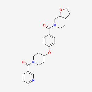 molecular formula C25H31N3O4 B6050615 N-ethyl-4-{[1-(3-pyridinylcarbonyl)-4-piperidinyl]oxy}-N-(tetrahydro-2-furanylmethyl)benzamide 