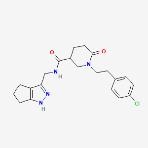 molecular formula C21H25ClN4O2 B6050623 1-[2-(4-chlorophenyl)ethyl]-6-oxo-N-(1,4,5,6-tetrahydrocyclopenta[c]pyrazol-3-ylmethyl)-3-piperidinecarboxamide 