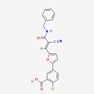 molecular formula C22H15ClN2O4 B6050636 5-{5-[3-(benzylamino)-2-cyano-3-oxo-1-propen-1-yl]-2-furyl}-2-chlorobenzoic acid 