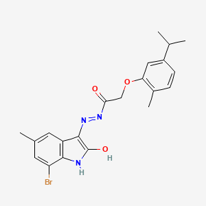 molecular formula C21H22BrN3O3 B6050641 N'-(7-bromo-5-methyl-2-oxo-1,2-dihydro-3H-indol-3-ylidene)-2-(5-isopropyl-2-methylphenoxy)acetohydrazide 