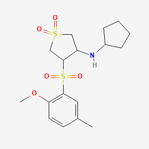 molecular formula C17H25NO5S2 B6050651 N-cyclopentyl-4-[(2-methoxy-5-methylphenyl)sulfonyl]tetrahydro-3-thiophenamine 1,1-dioxide 