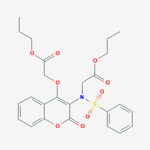 molecular formula C25H27NO9S B6050659 propyl N-[2-oxo-4-(2-oxo-2-propoxyethoxy)-2H-chromen-3-yl]-N-(phenylsulfonyl)glycinate 