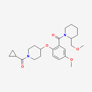 molecular formula C24H34N2O5 B6050677 1-(2-{[1-(cyclopropylcarbonyl)-4-piperidinyl]oxy}-5-methoxybenzoyl)-2-(methoxymethyl)piperidine 