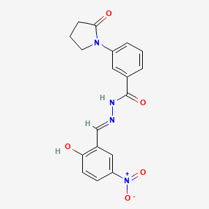 molecular formula C18H16N4O5 B6050683 N'-(2-hydroxy-5-nitrobenzylidene)-3-(2-oxo-1-pyrrolidinyl)benzohydrazide 