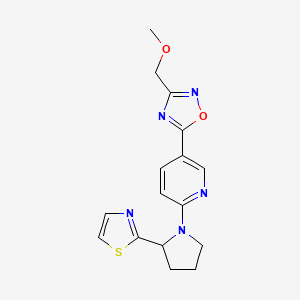 molecular formula C16H17N5O2S B6050687 5-[3-(methoxymethyl)-1,2,4-oxadiazol-5-yl]-2-[2-(1,3-thiazol-2-yl)-1-pyrrolidinyl]pyridine 
