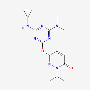 molecular formula C15H21N7O2 B6050690 6-{[4-(cyclopropylamino)-6-(dimethylamino)-1,3,5-triazin-2-yl]oxy}-2-isopropyl-3(2H)-pyridazinone 