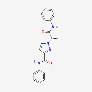 molecular formula C19H18N4O2 B6050756 1-(2-anilino-1-methyl-2-oxoethyl)-N-phenyl-1H-pyrazole-3-carboxamide 