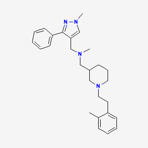molecular formula C27H36N4 B6050759 N-methyl-1-{1-[2-(2-methylphenyl)ethyl]-3-piperidinyl}-N-[(1-methyl-3-phenyl-1H-pyrazol-4-yl)methyl]methanamine 