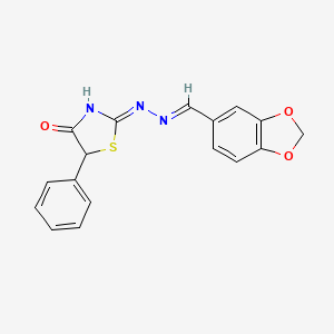 molecular formula C17H13N3O3S B6050762 1,3-benzodioxole-5-carbaldehyde (4-oxo-5-phenyl-4,5-dihydro-1,3-thiazol-2-yl)hydrazone 