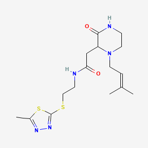 molecular formula C16H25N5O2S2 B6050775 2-[1-(3-methyl-2-buten-1-yl)-3-oxo-2-piperazinyl]-N-{2-[(5-methyl-1,3,4-thiadiazol-2-yl)thio]ethyl}acetamide 