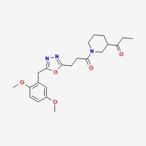 1-(1-{3-[5-(2,5-dimethoxybenzyl)-1,3,4-oxadiazol-2-yl]propanoyl}-3-piperidinyl)-1-propanone