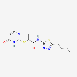 molecular formula C14H19N5O2S2 B6050841 N-(5-butyl-1,3,4-thiadiazol-2-yl)-2-[(6-methyl-4-oxo-1,4-dihydro-2-pyrimidinyl)thio]propanamide 