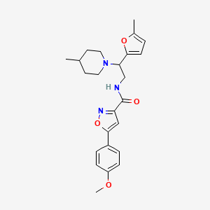 molecular formula C24H29N3O4 B6050861 5-(4-methoxyphenyl)-N-[2-(5-methyl-2-furyl)-2-(4-methyl-1-piperidinyl)ethyl]-3-isoxazolecarboxamide 