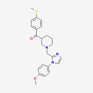 molecular formula C24H27N3O2S B6050899 (1-{[1-(4-methoxyphenyl)-1H-imidazol-2-yl]methyl}-3-piperidinyl)[4-(methylthio)phenyl]methanone 