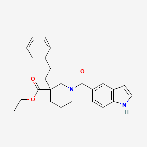 molecular formula C25H28N2O3 B6050928 ethyl 1-(1H-indol-5-ylcarbonyl)-3-(2-phenylethyl)-3-piperidinecarboxylate 