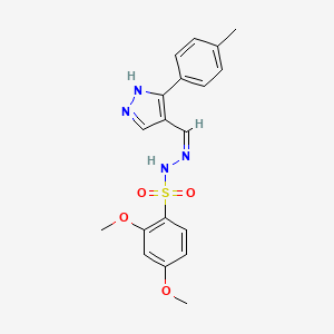 molecular formula C19H20N4O4S B6050963 2,4-dimethoxy-N'-{[3-(4-methylphenyl)-1H-pyrazol-4-yl]methylene}benzenesulfonohydrazide 