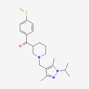 molecular formula C22H31N3OS B6051012 {1-[(1-isopropyl-3,5-dimethyl-1H-pyrazol-4-yl)methyl]-3-piperidinyl}[4-(methylthio)phenyl]methanone 